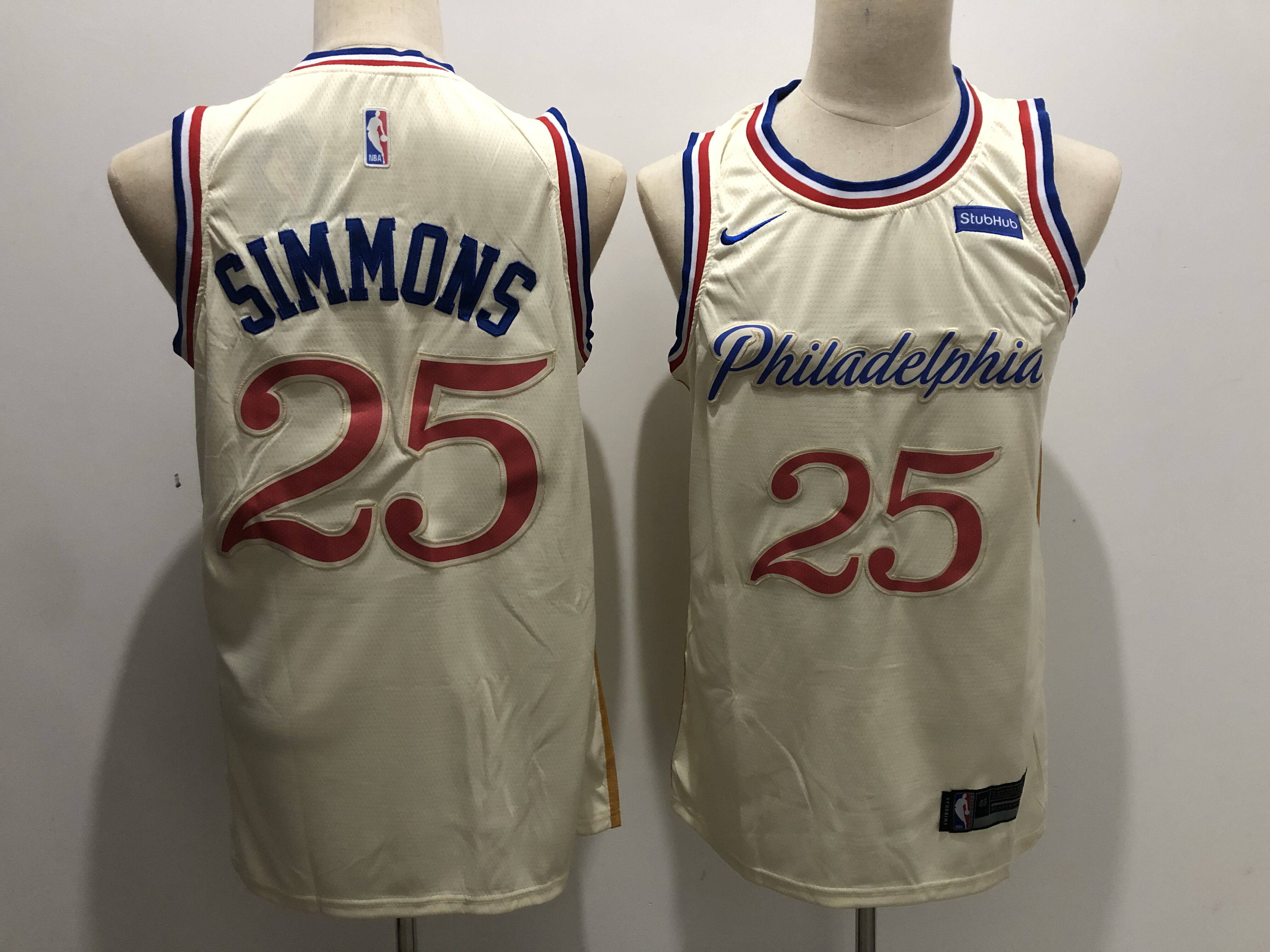 Men Philadelphia 76ers #25 Simmons Cream City Edition Nike NBA Jerseys